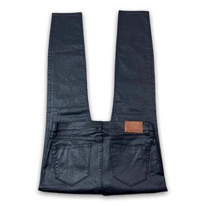 Madewell Womens Skinny Jeans Size 29x32 Black Shiny Coated Mid Rise Cotton Pants